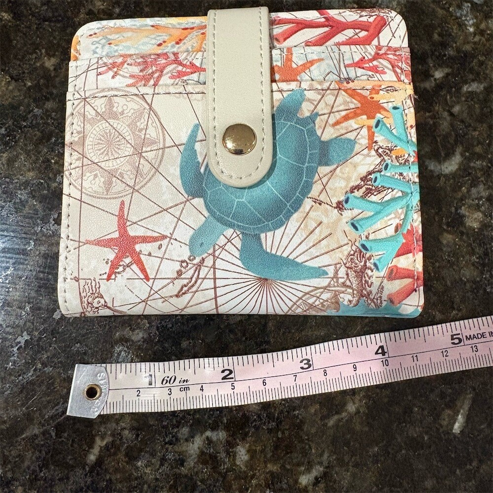 Unbranded Wallet Womens Multicolor Sea Turtle Nautical RFID Bifold Zip